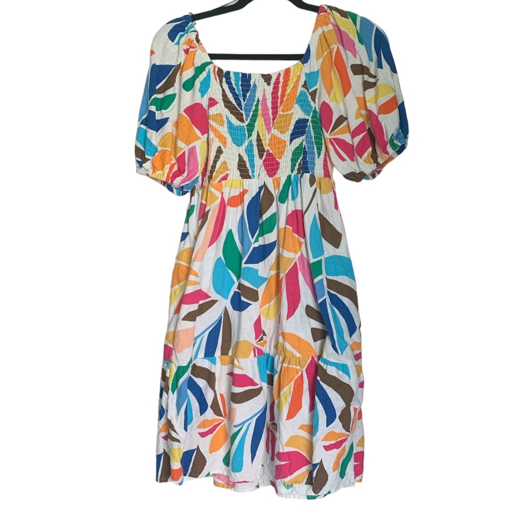 tabitha brown for target dress Tabitha Brown x Target Green and Orange Printed Dress- Size L (sold ou –  The Saved Collection main image 1